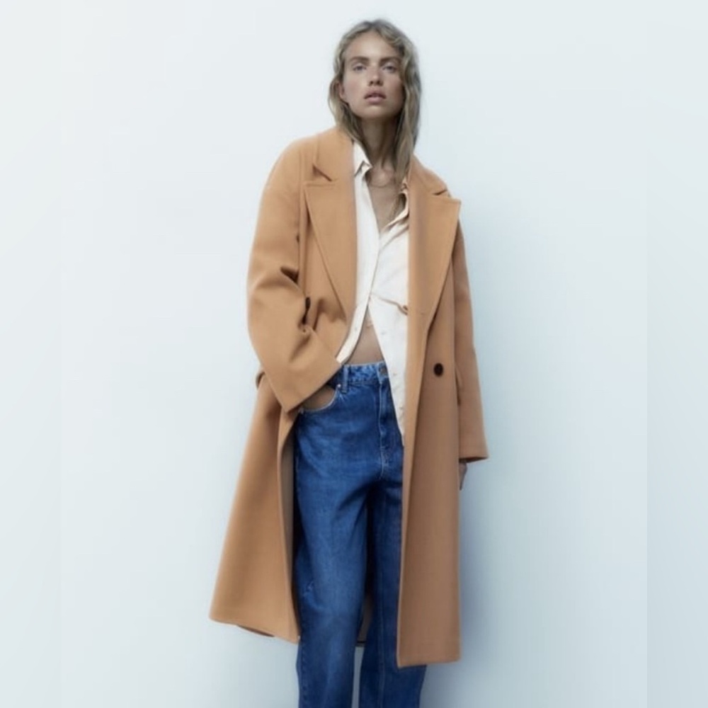 Zara Oversized Coat Taupe Brown